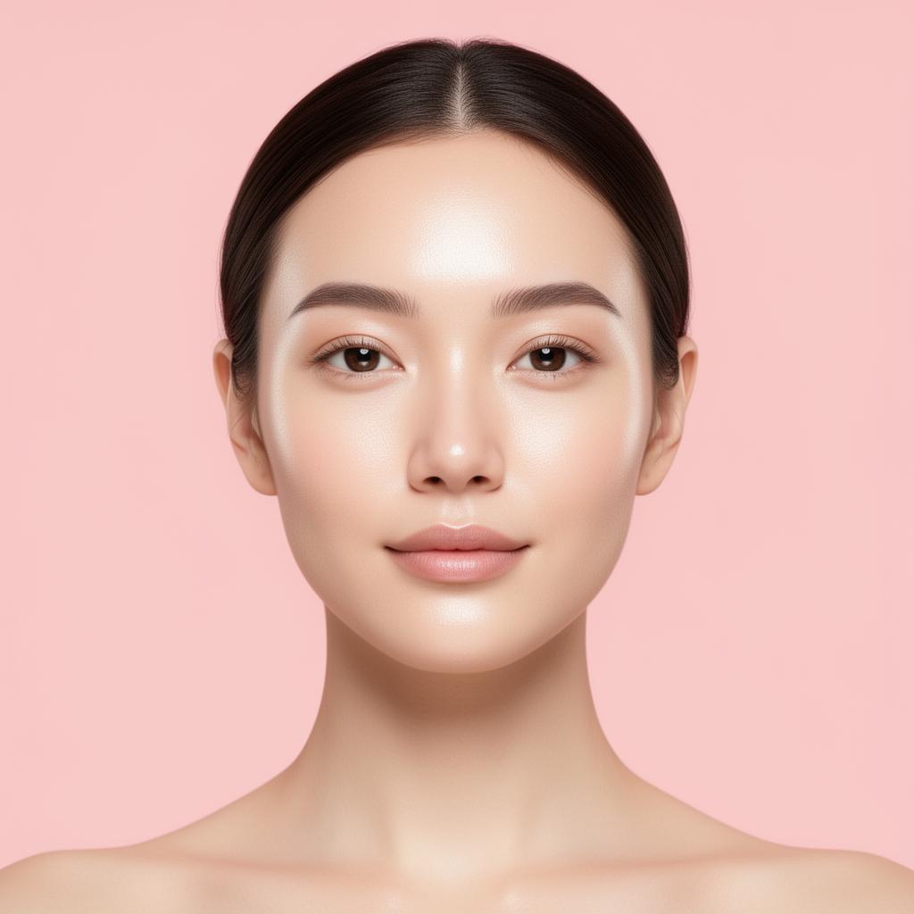 Skincare model face with clickable concern points